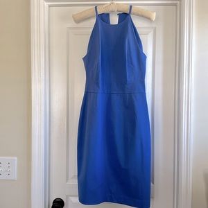 NWT blue Banana Republic fitted halter stretch sheath dress.